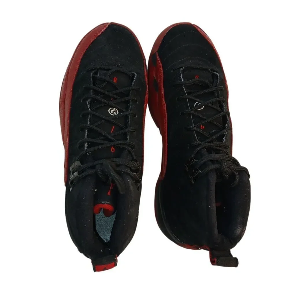 NIKE AIR JORDAN 12 RETRO Boys Black & Red Sneakers - Size: 5Y